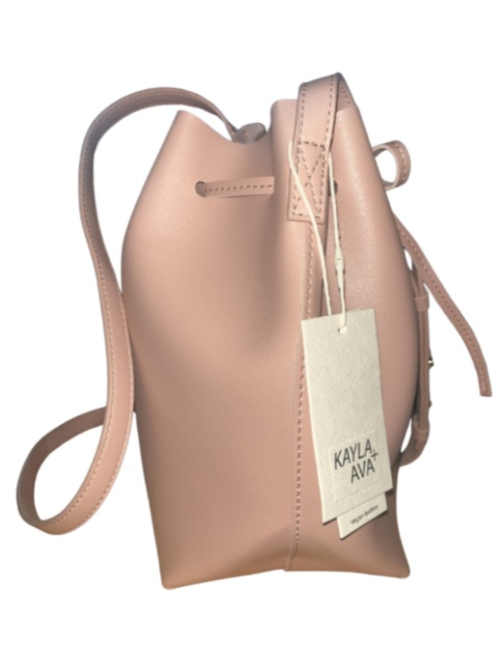 NWT KAYLA + AVA Vegan Leather Bow Tie Bucket Bag Dusty Rose - Picture 6 of 9